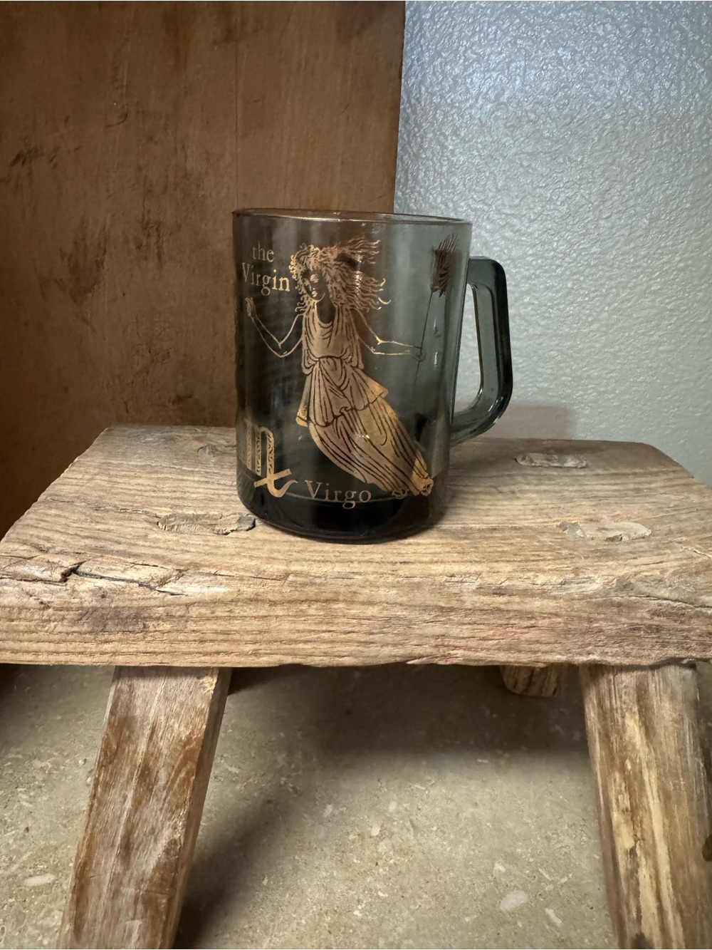 Virgo Zodiac Glass Mug in Black with Gold Detail